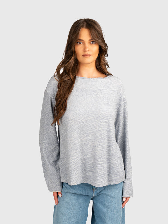 Long sleeved blouse with oval neckline - 1