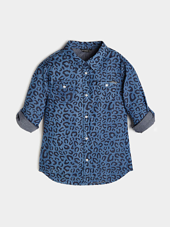 Denim shirt with animal print - 1