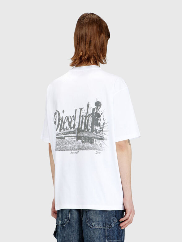 Black cotton T-shirt with a print on the back  - 2