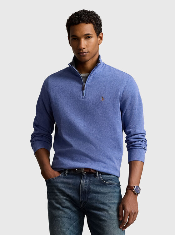 Пуловер с цип на яката - 1