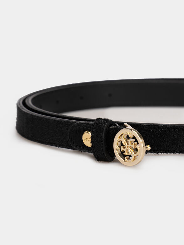 Black genuine leather belt - 3