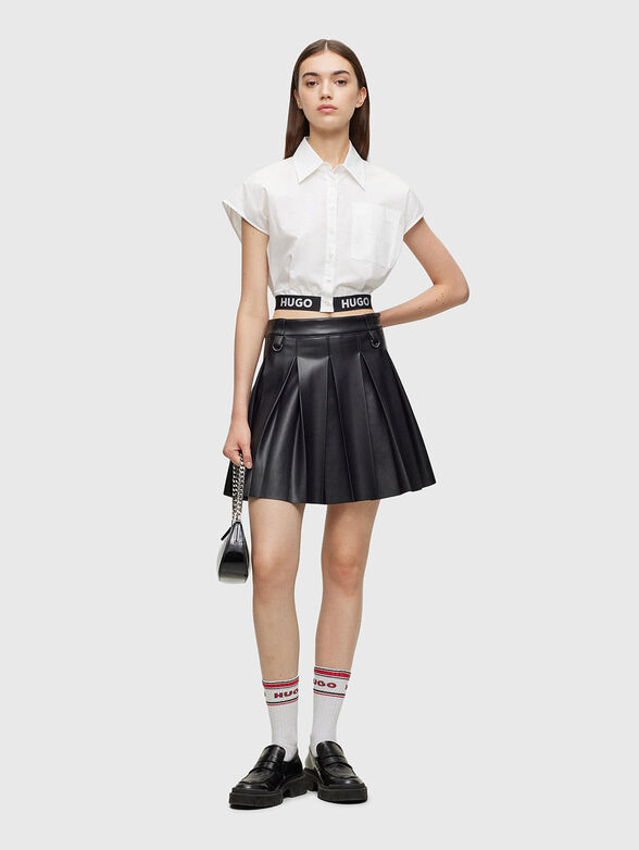 Pleated faux leather mini skirt - 4