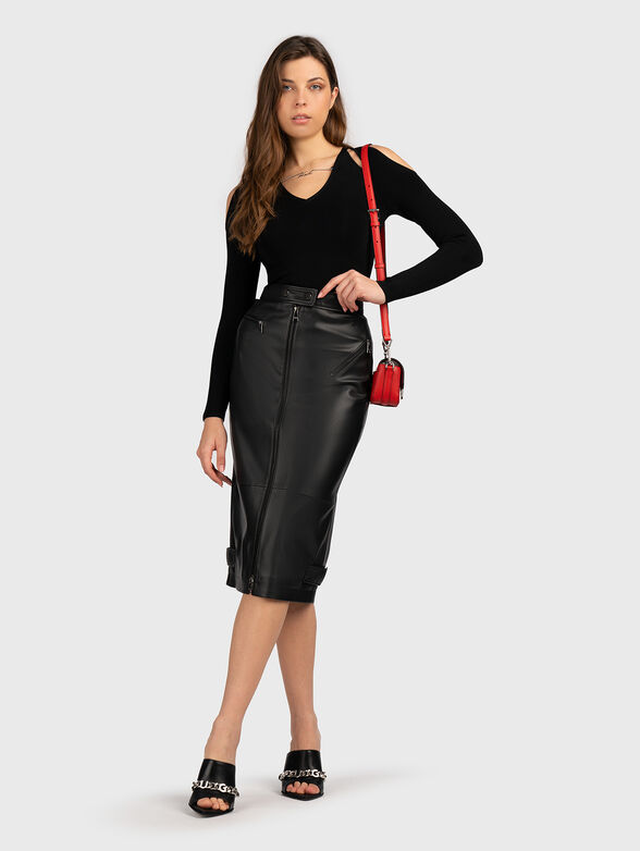 Midi skirt in eco leather with zip - 6