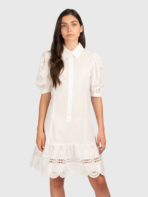 Cotton poplin dress with embroidery - 1