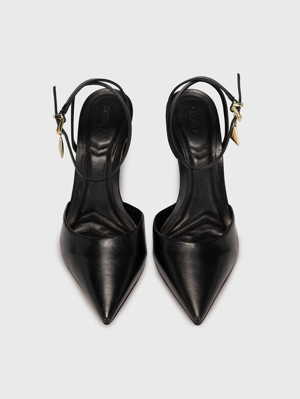 Black leather shoes with metal accent - 6