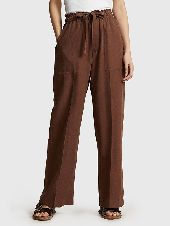 Silk blend trousers with laces - 1