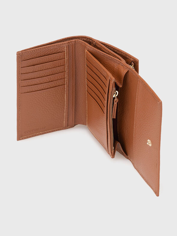 Leather wallet in beige - 3