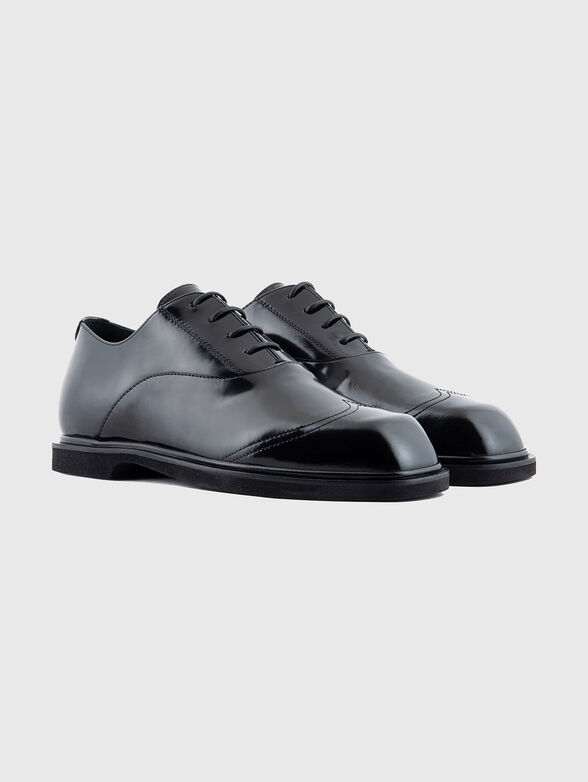 Derby black leather shoes - 2