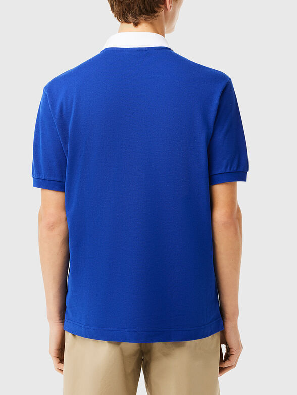 Navy polo shirt with contrast collar - 3