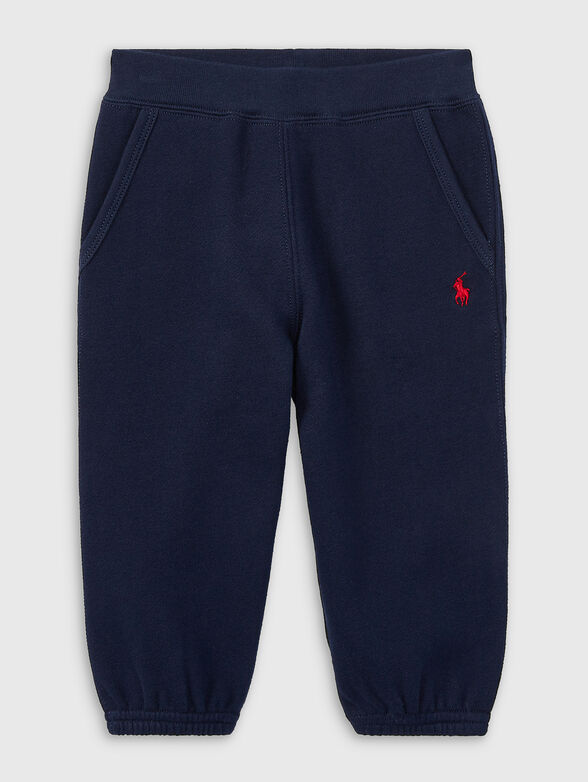Blue sweatpants with contrasting logo embroidery - 1