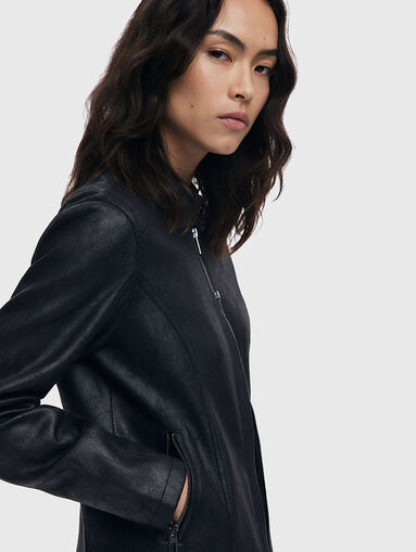 Eco leather jacket in black - 4