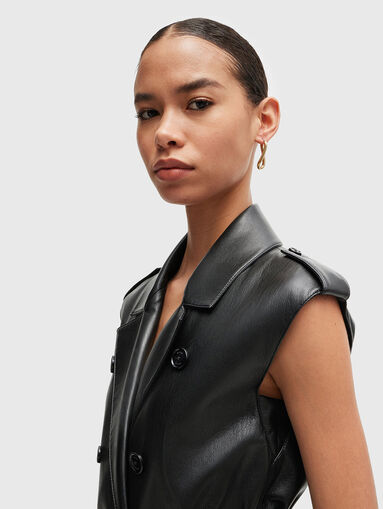 Faux-leather double-breasted midi dress - 3