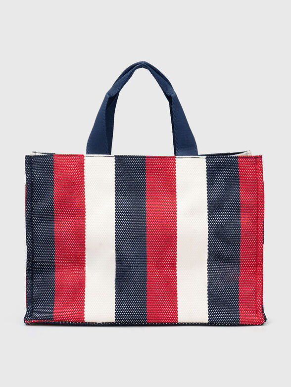 Striped bag with embroidered logo and long handle - 3