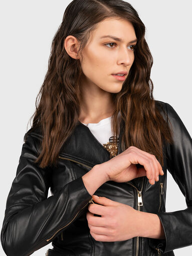 Leather jacket with pockets - 4