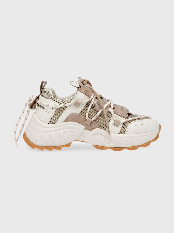 TAZMANIA white sneakers with brown details - 1