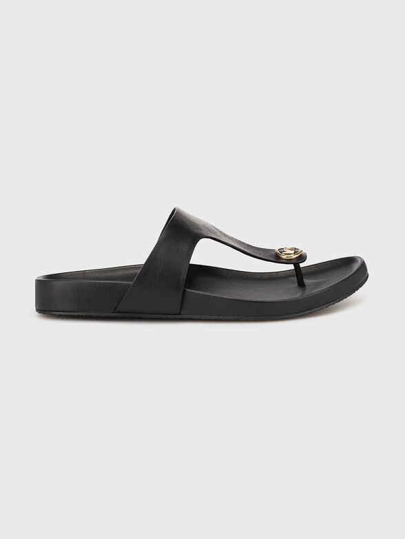 LUCINDA leather slippers with logo detail - 1