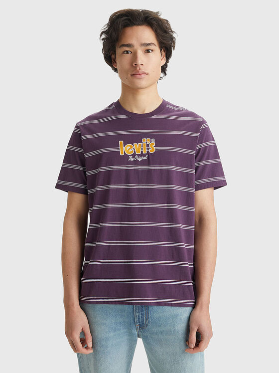 Striped T-shirt with logo embroidery - 1