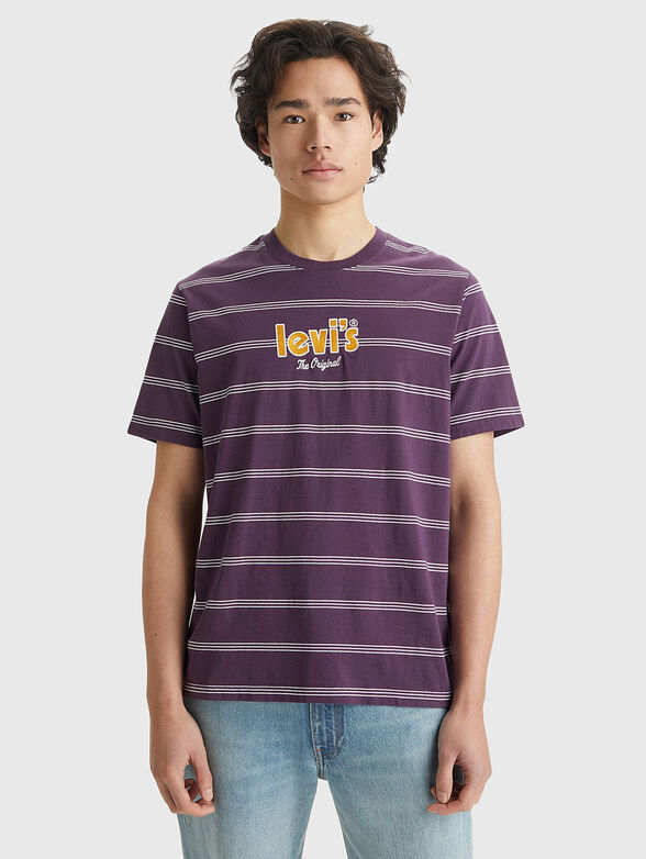 Striped T-shirt with logo embroidery - 1