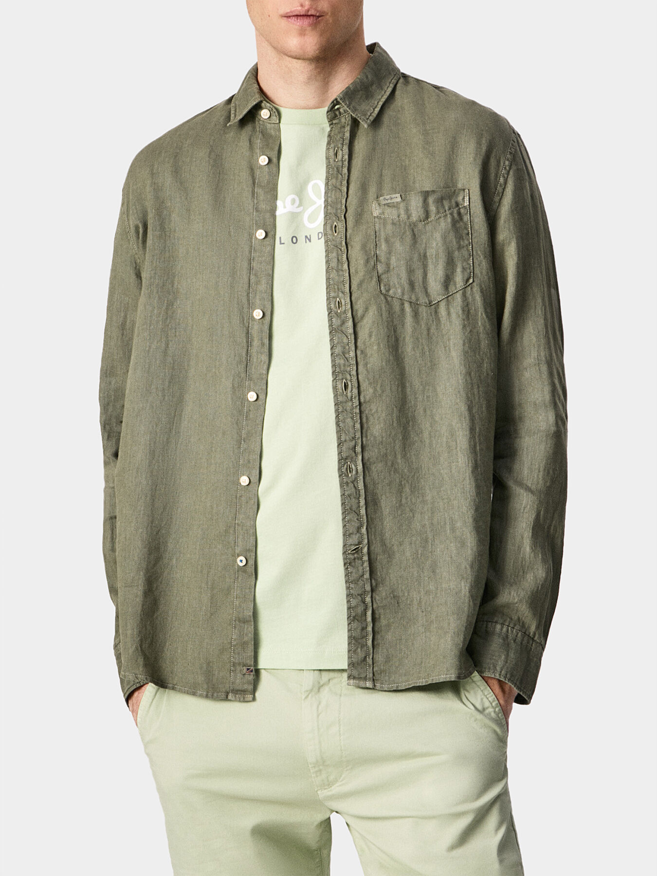 PARKERS blue linen shirt brand Pepe Jeans Globalbrandsstore en