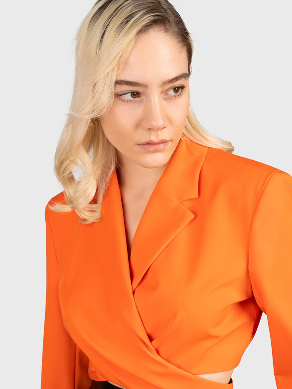 Cropped blouse with V-neck - 4