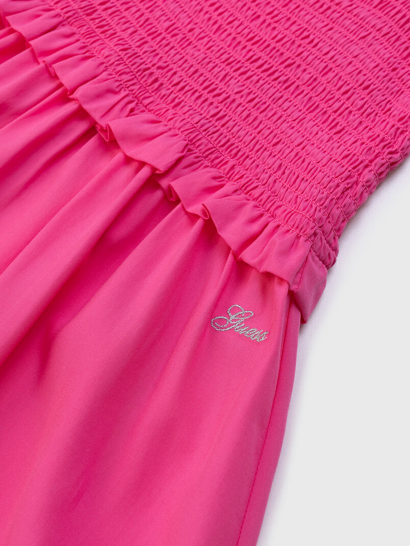 Poplin dress in fuxia colour - 3