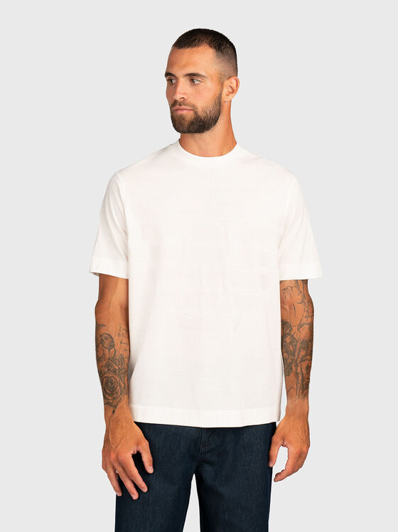 White T-shirt with oval neckline - 1