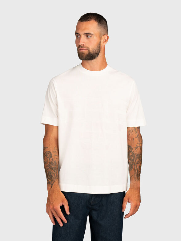 White T-shirt with oval neckline - 1
