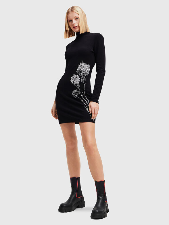 Black dress with floral accent - 4