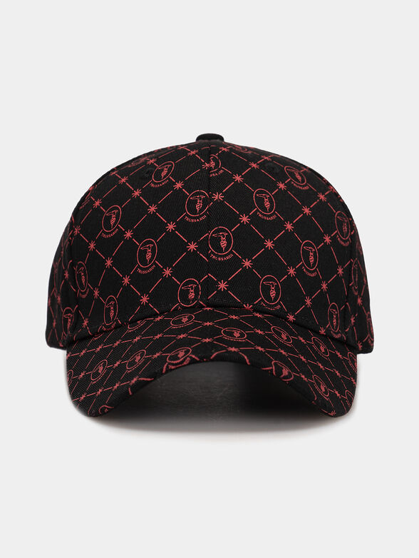 Black baseball hat with monogram logo print - 1
