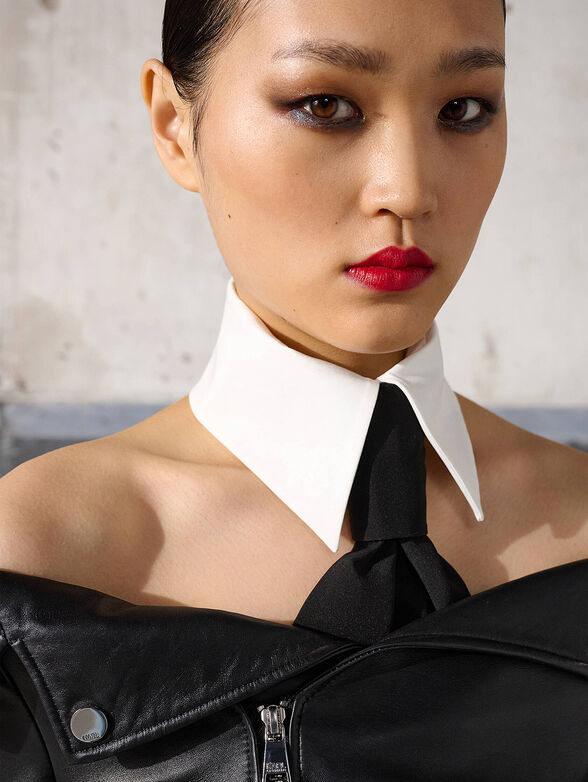 White collar with black tie - 2