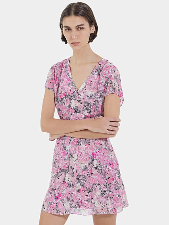 Short dress with floral print - 1