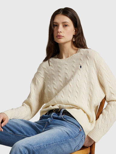 Cable wool-cashmere crewneck jumper - 5
