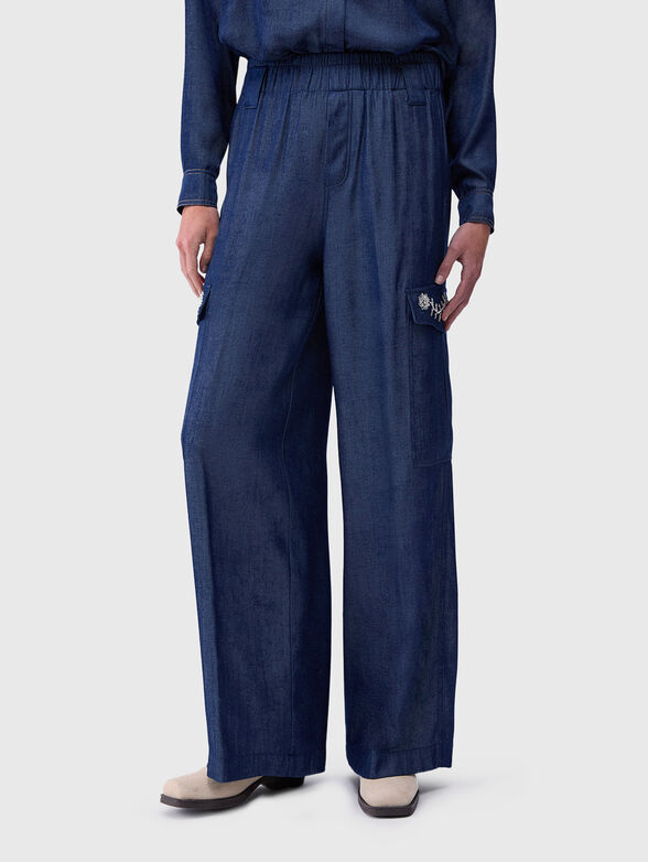 Denim pants with embroidery - 1