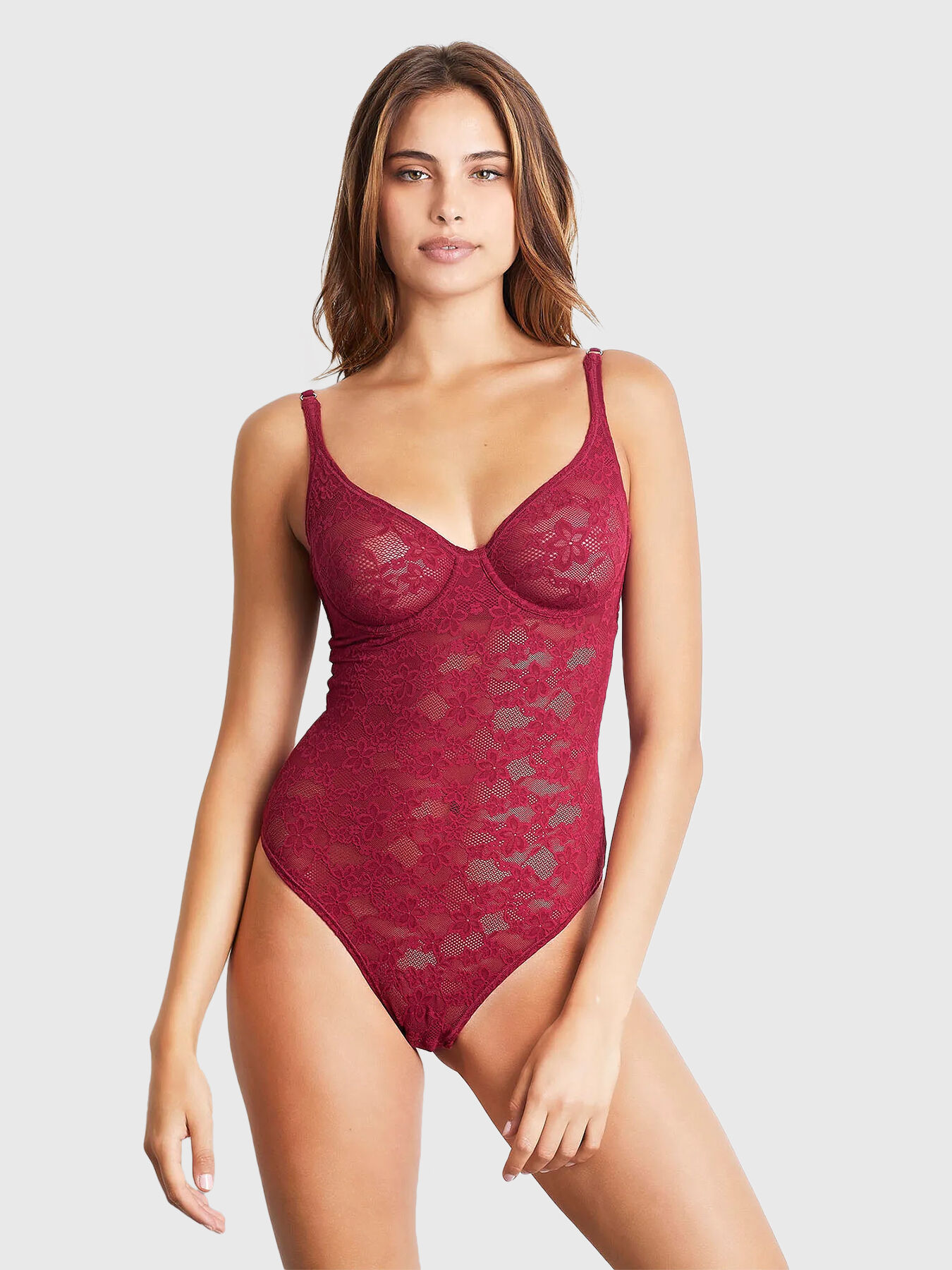 STRETCH LACE bodysuit in black brand YAMAMAY