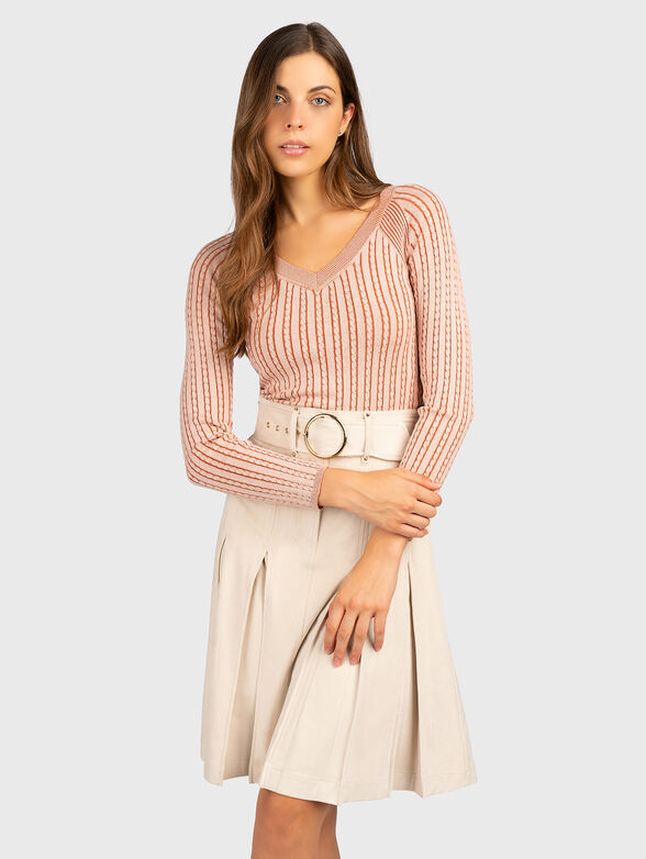 Knitted V-neck sweater - 1