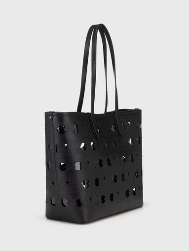 Perforated shopper bag in black  - 3