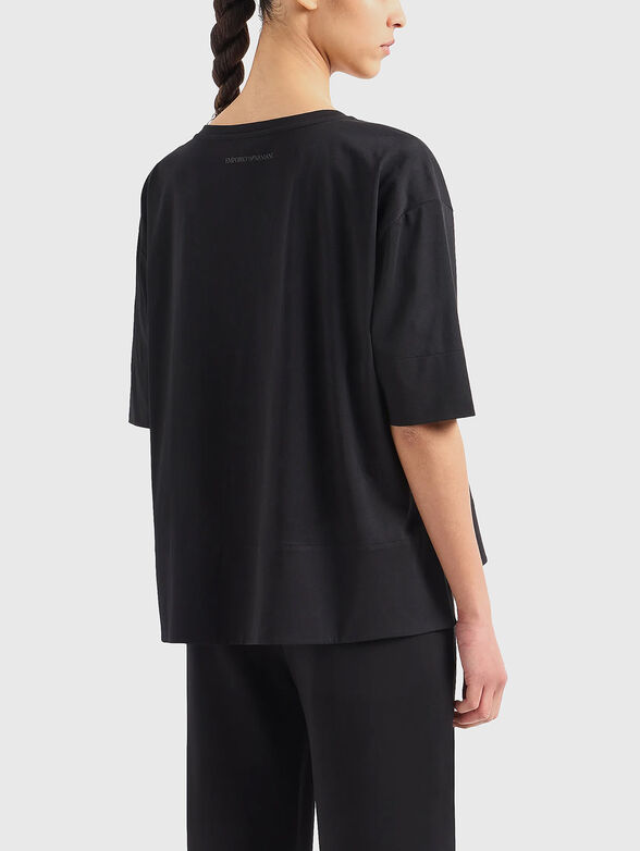 Black T-shirt with rhinestones and embroidery - 3