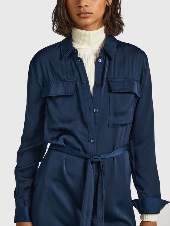 Mini dress type shirt in dark blue color - 3