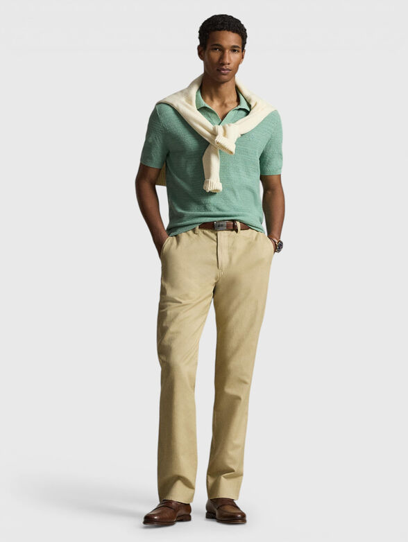 Beige cotton and linen pants - 4