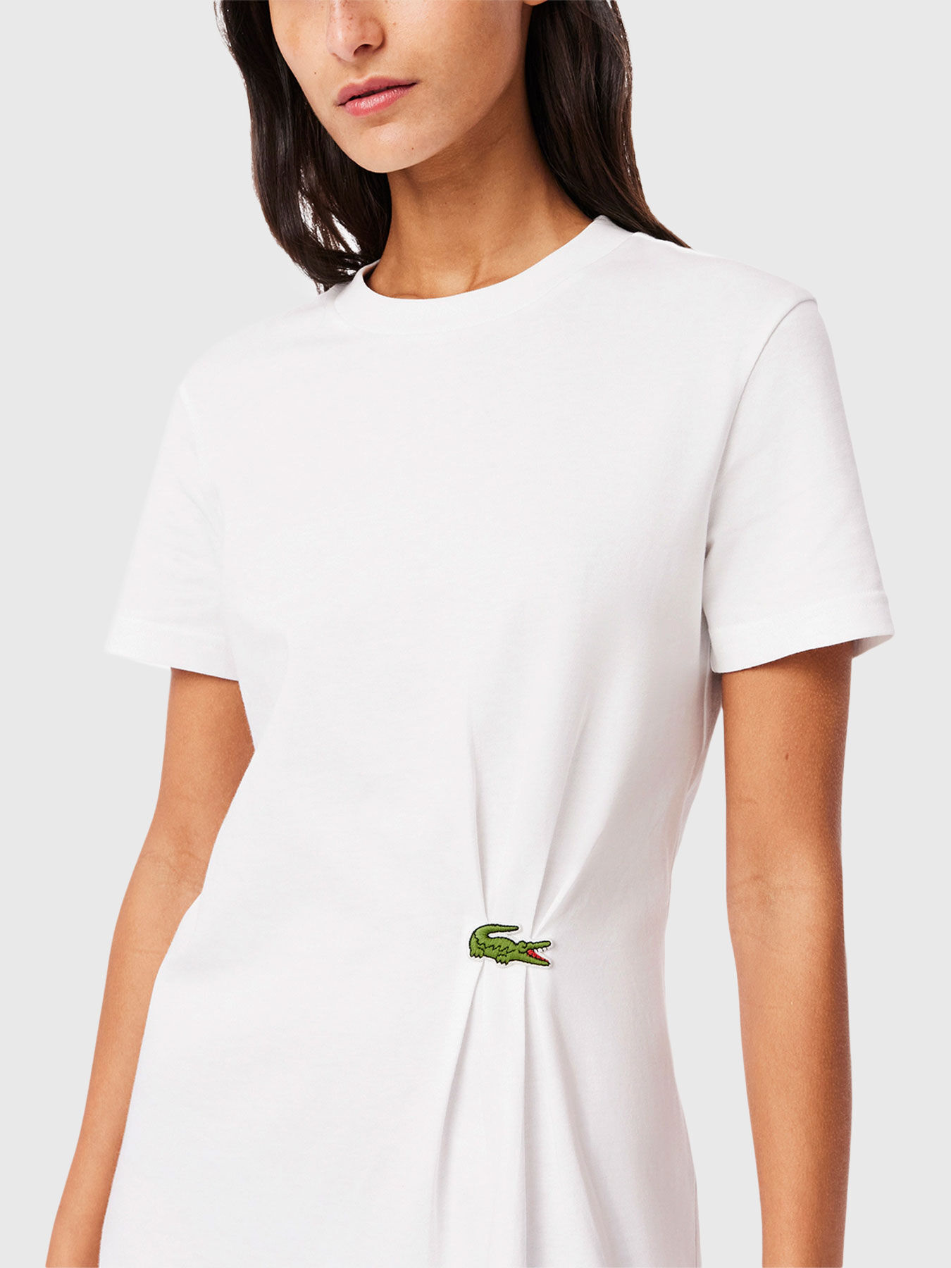 Short sleeved mini dress with logo brand LACOSTE