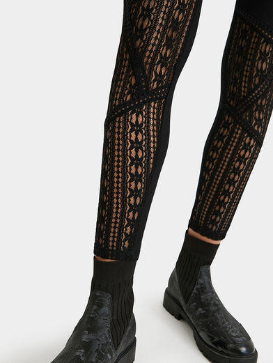 Leggings in black color with lace - 5