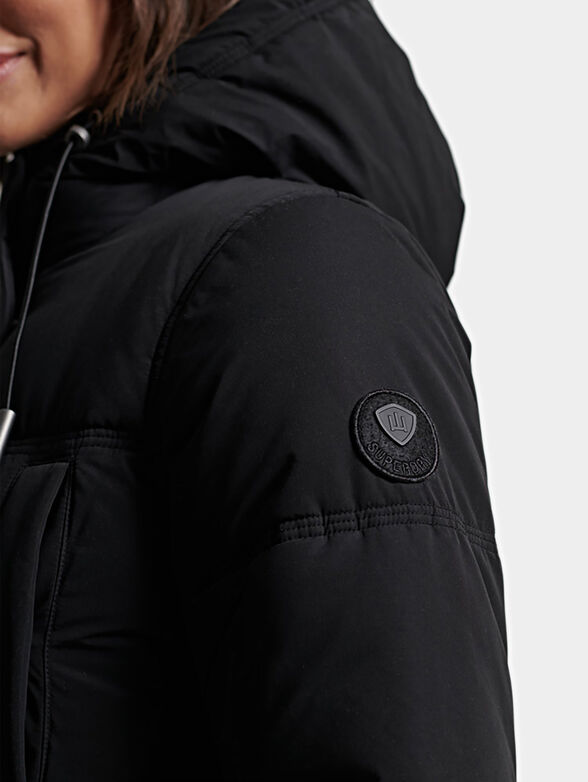 Long padded jacket in black color - 5