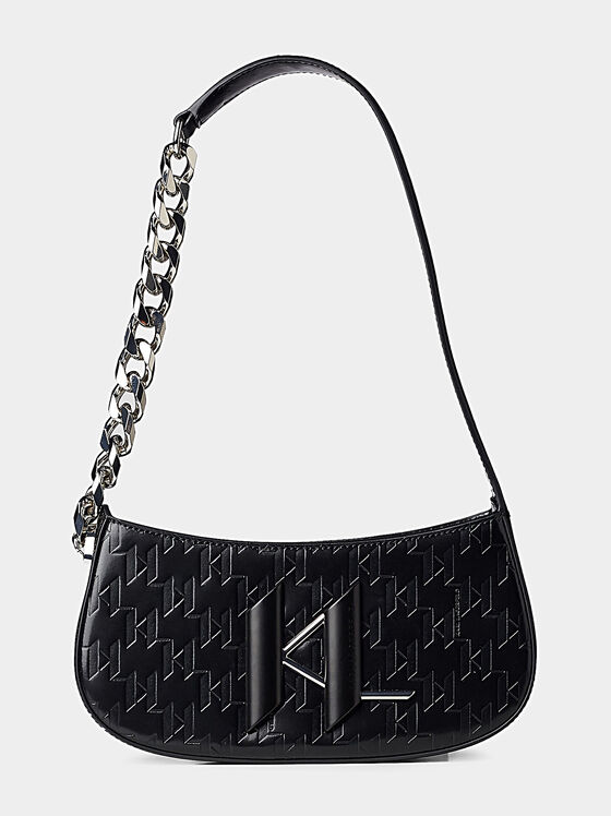 Черна хобо чанта K/SADDLE с монограмен лого релеф - 1