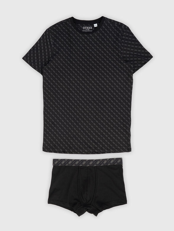 Set of boxers and T-shirt with monogram logo - 1
