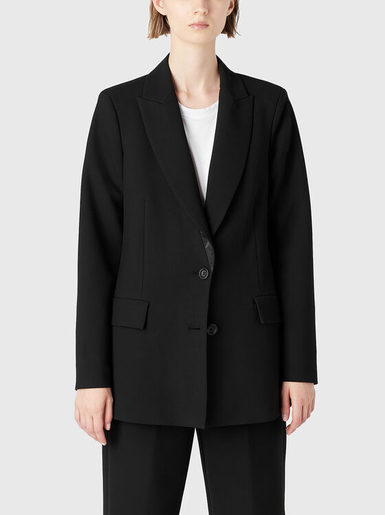 Black cotton blend blazer  - 1