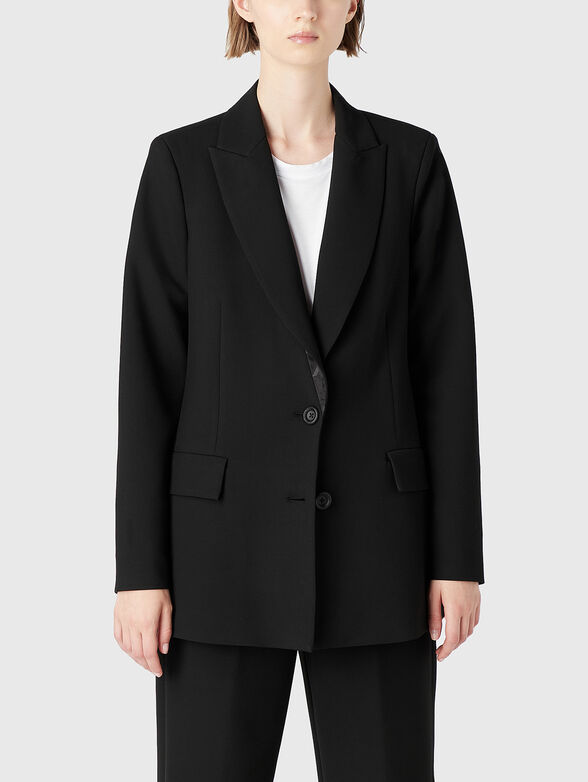 Black cotton blend blazer  - 1