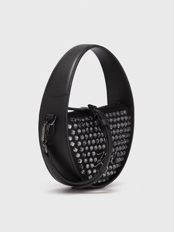 Leather crossbody bag with rhinestones - 4