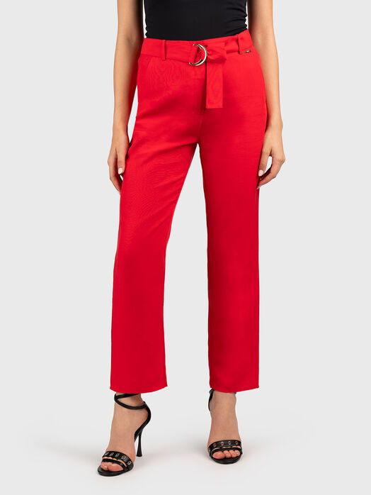 Straight linen trousers with fine stripe