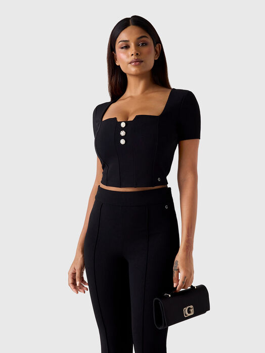 EVELINA top with accent buttons