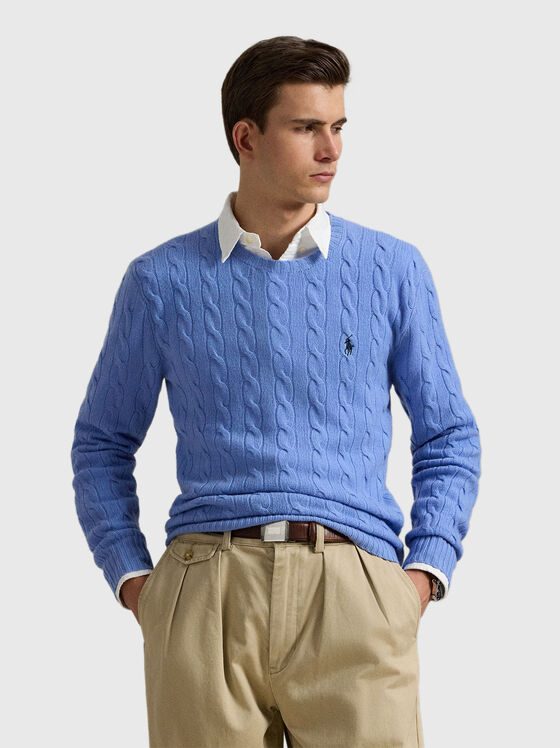 Плетен пуловер с овално деколте - 1